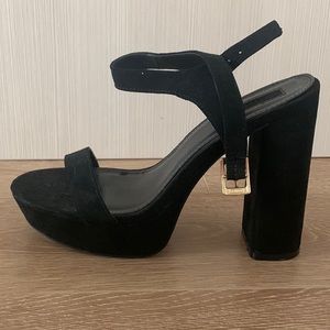 Suede block heel platforms!